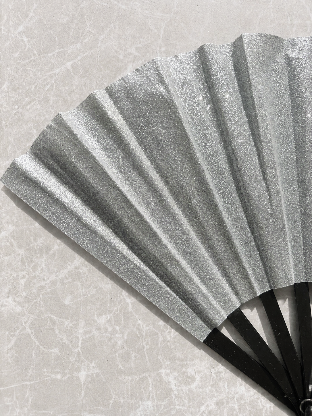 Silver Glitter Noir Fan