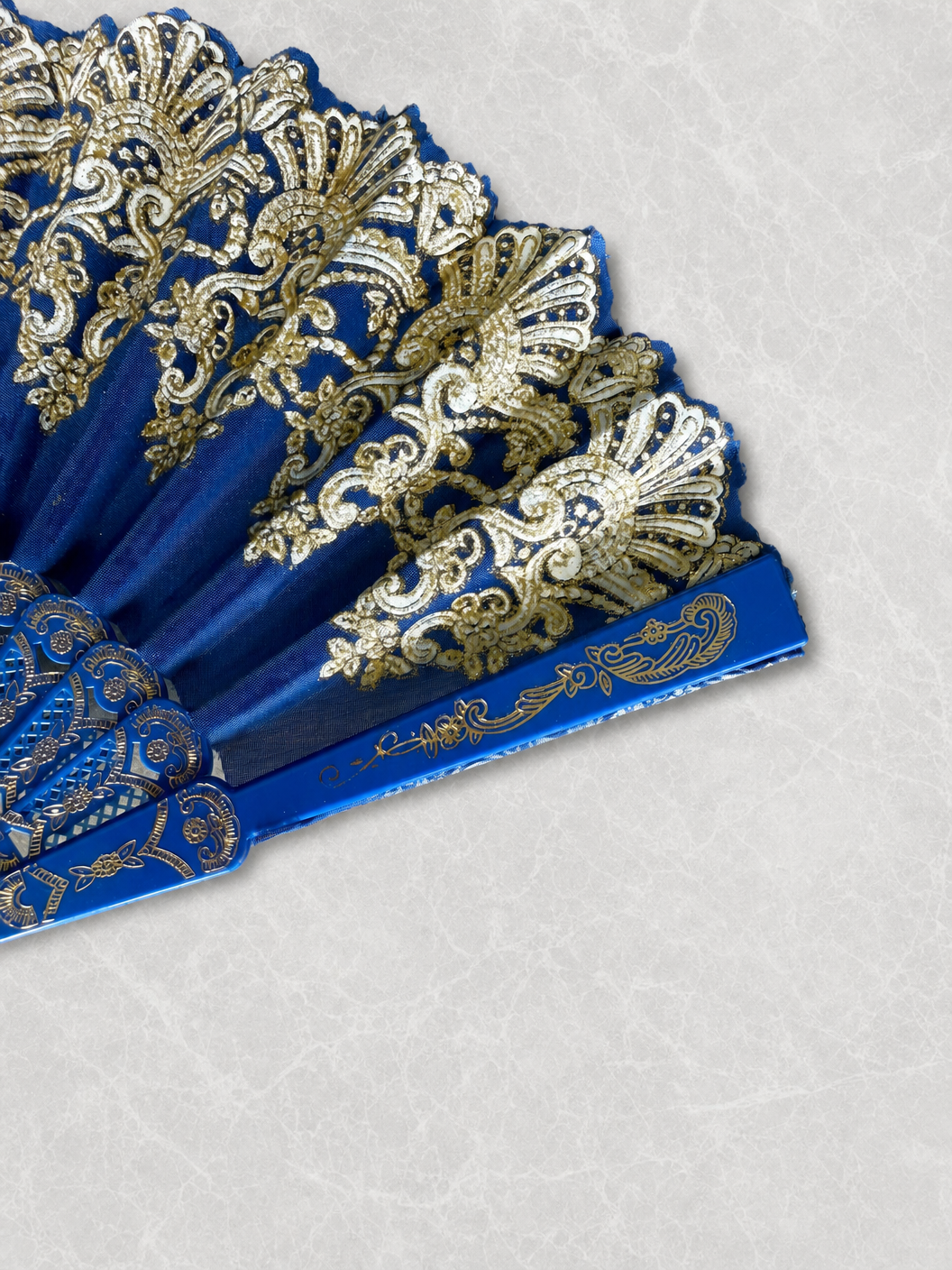 Blue Gold Glitter Fan