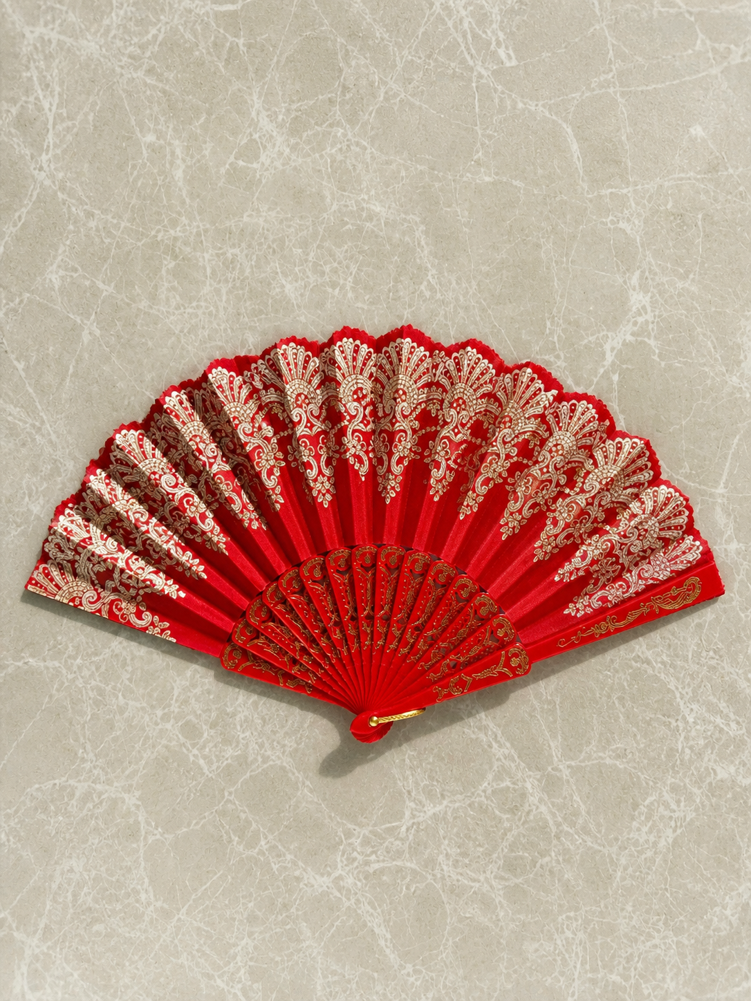 Red Gold Glitter Fan