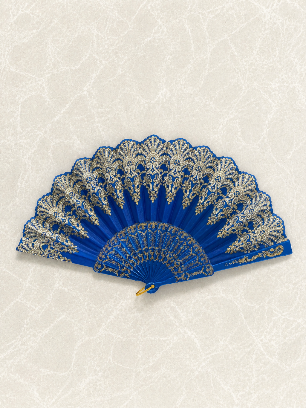 Blue Gold Glitter Fan