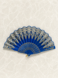 Blue Gold Glitter Fan