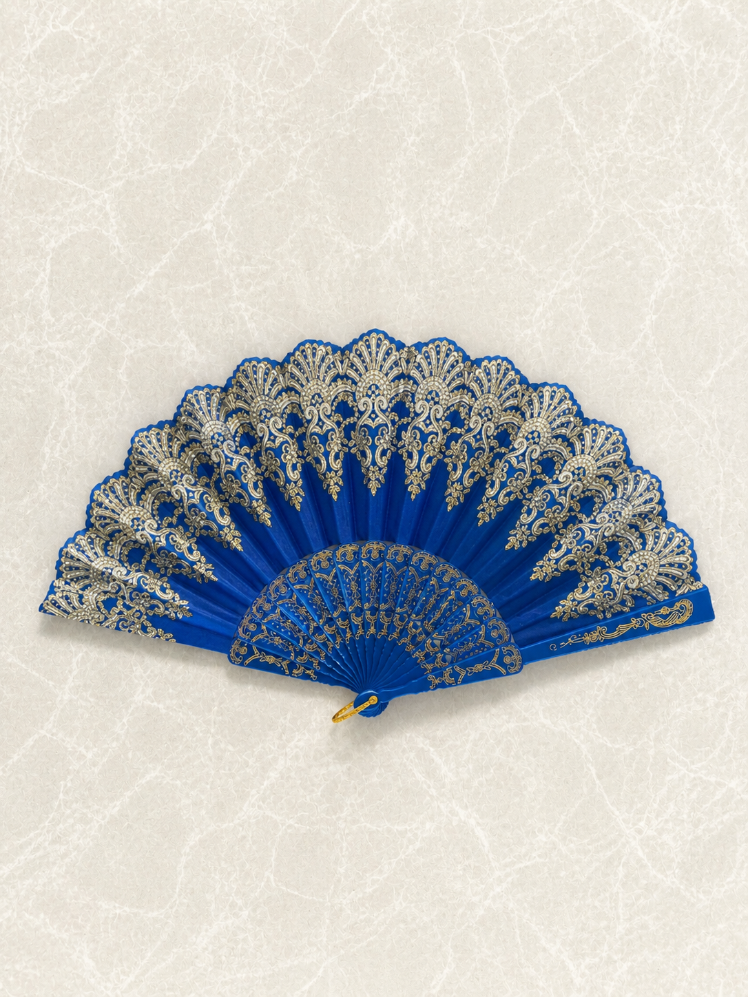 Blue Gold Glitter Fan