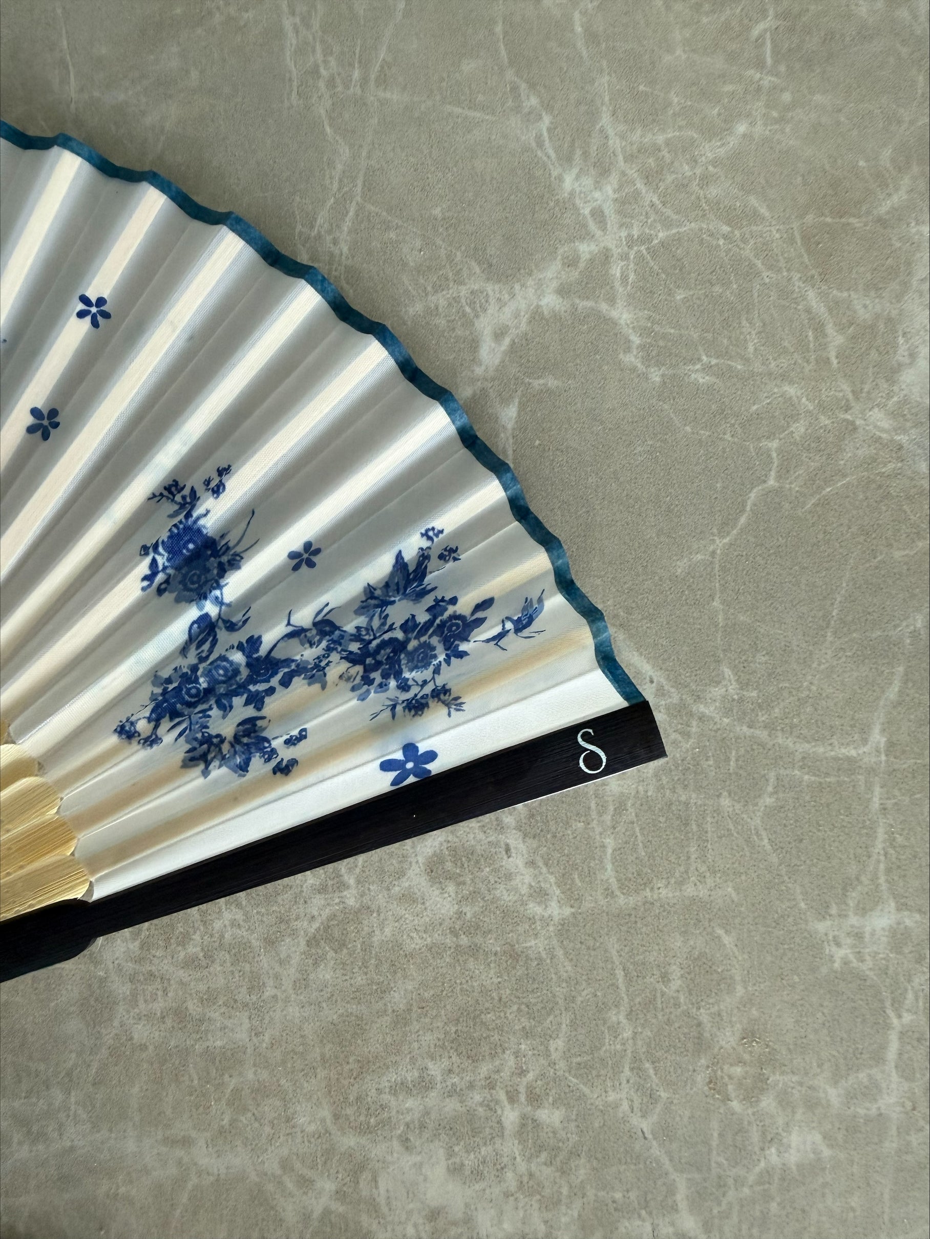 Blue White Tassel Fan