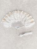 Gold White Feather Noir Fan